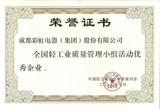 成都米兰（中国）集团荣获全国轻工业质量管理小组优秀企业